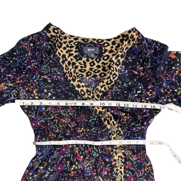 Anthropologie Maeve floral animal print Morgan dress v-neck buttons leopard 6 - Picture 14 of 16